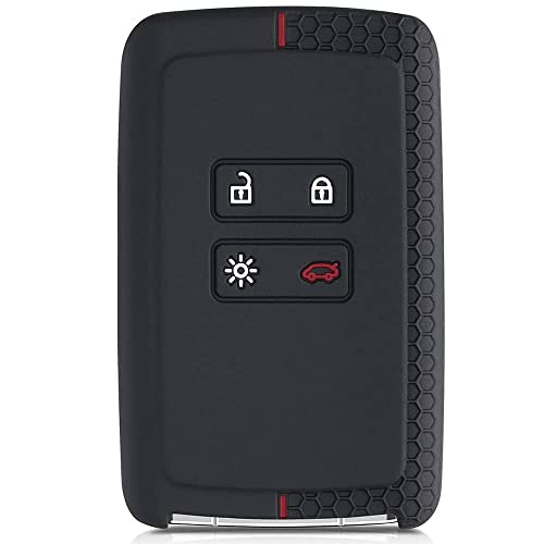 Funda Silicona Mando Llave Del Coche 4 Botones Compatible Con Renault Y Dacia - funda TPU - Protege Llaves compatible con Dacia y Renault - Negro y Rojo