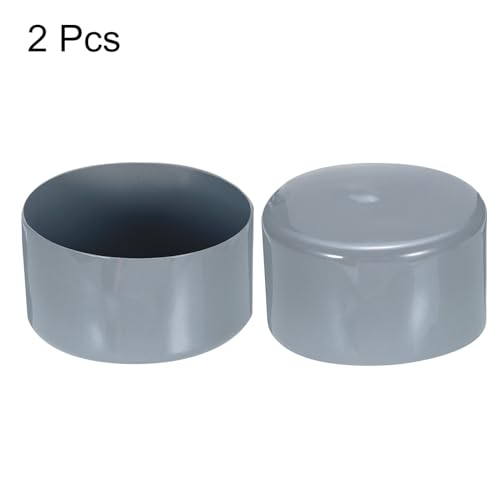 Image of uxcell 2pcs Rubber End Caps 80mm ID Vinyl Round Tube Bolt Cap Cover Screw Thread Protectors Grey, 50mm Height