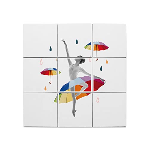 Carreaux Céramique Décoratif Dancer sous la pluie poésie murale collage surréaliste 9 pièces