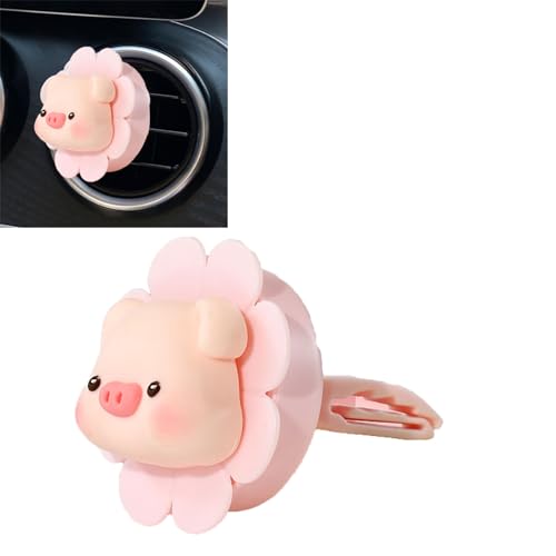 Generic Lindo Ambientador Giratorio de Flores para Ventilación de Coche con Ventilador para Fragancia y Decoración (tipo cerdito)