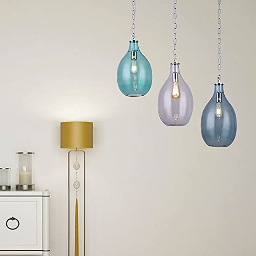 Luminaire industriel rétro métallique E27 suspension verre moderne - 4