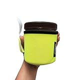 Lit Handlers Ice Cream Cooler Sleeve - Neoprene Ice Cream Pint Holder with Handle and Pocket - Tear Resistant Cooler - Machine Washable & Leak Proof Cup Cover for Frozen Desserts (Safety Yellow)