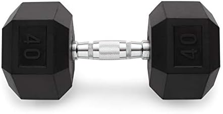 Weider's Rubber Hex Compact Size Dumbbell, Single, 40lbs