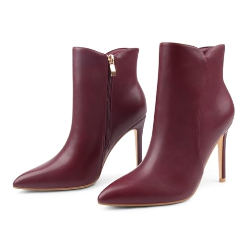 JOY IN LOVE Women's Ankle Boots 4 inch Stiletto High Heels Pointed Toe Zipper Boots