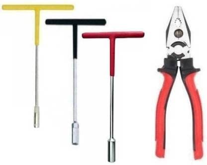Spanner 3 set 8mm 10mm 13mm T Spanner Sing side Wrench Single Sided T Type Wrench With Multi Functional Professional Combination Plier with Anti Slip Handle Length 8inch (Pack of 4)