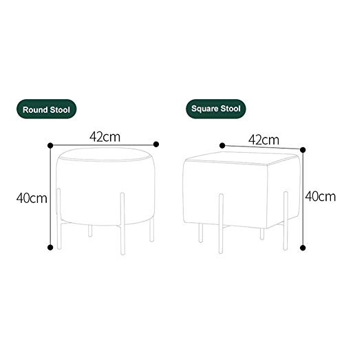 Pouf en velours rond bleu clair 42cm - Tabouret de repose-pieds de table basse pour salon