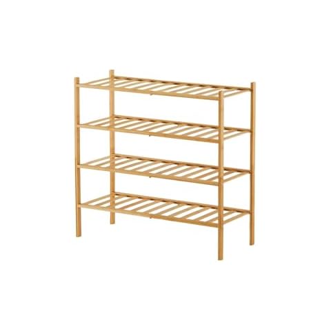 TRUELAND Bamboo Shoe Rack 4 Tier - Premium Stackable Shoe Organizer for Entryway, Living Room, Closet, Hallway, Bathroom, Balcony, Durable Shoe Shelf Holder for Neat Shoe Storage, Standing Shoe Racks Cover