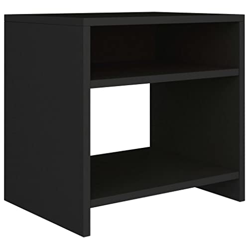 Mesilla de noche negra de madera de ingeniería con superficie de 40 x 30 cm 4