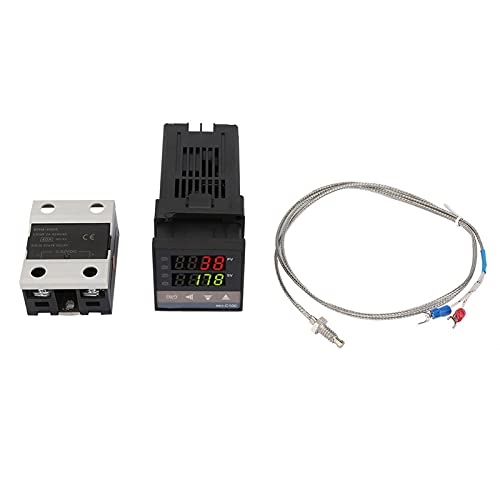 Produktbild von REX-C100 PID-Temperaturregler-Set – 0–1300 °C, K-Thermoelement, 40A SSR, Alarm – Für Öfen, Brutschränke & Co. (AC 110–240 V)