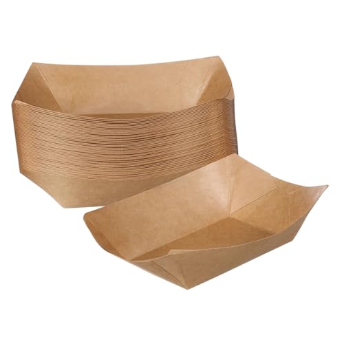 SOLUSTRE 50Pcs Paper Snack Trays Sturdy Food Serving Boats for Hot Dogs Desserts and Finger Foods for Parties Picnics and Catering Events