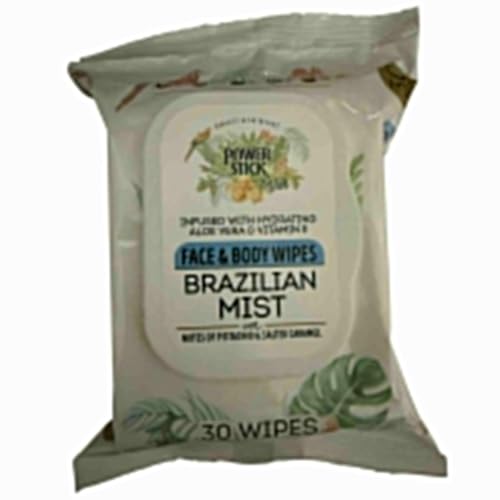 Power Stick For Her, Brazilian Mist Face &amp; Body Wipes, Aleo Vera &amp; Viyamin E, With notes of Pistachio &amp; Salted caramel, 30 Count