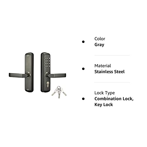Mutex Mechanical Door Lock Mx230G - Both Keyless Keypad Or Mechanical Key Entry, Water & Heat/Fire Proof, 100% Mechanical, Good For Indoor & Outdoor #TOP4
