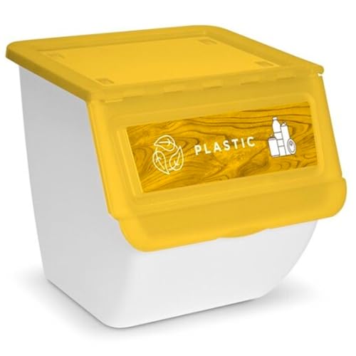 Acan Poubelle à roulettes empilable en plastique pour tri sélectif (plastique, 36 x 38,5 x 38 cm)