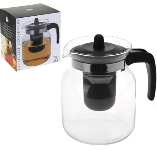 1.5L Glass Teapot with Stainless Steel Infuser - Heat-Resistant Borosilicate Tea Maker for Loose Leaf Brewing, Ideal for Home & Gifts