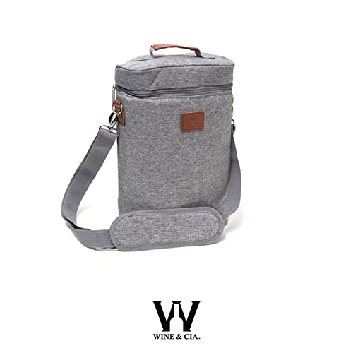 Wine Bag Para 2 Garrafas de Vinho Termica Wine & Cia Cinza