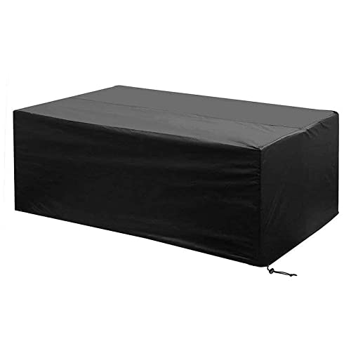 EMSMIL Housse Salon de Jardin 213X132X74cm Exterieur Etanche Coupe-Vent Poussière Tissu 420D Oxford Noir Housses de Meubles avec Boucle de Verrouillage Bâche de Protection pour Table Chaise Mobilier Cover