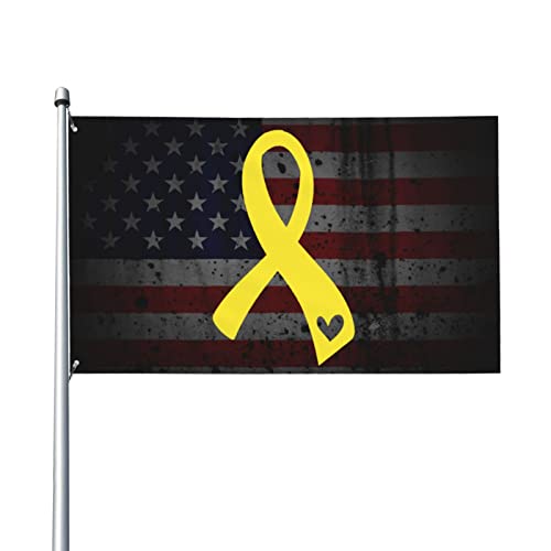 Sarcoma Cancer Awareness Yellow Ribbon Flag 3 x 5 Ft UV-beständige langlebige Qualität Dekoration Hof Indoor Garten Banner