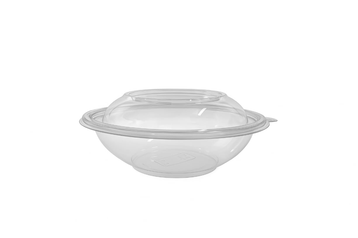 Verdturee - Juego de 10 cuencos redondos de 750 ml, 1000 ml con tapas – transparente – recipientes alimentarios para ensaladas, frutas, comidas para llevar (300, transparentes, 750 ml)
