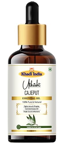 Image of Khadi Cajeput Essential Oil 15 ml | Pure, Natural & Fresh Herbaceous Scent | Skin & Hair Care | Body & Face Massage Oil | All Skin & Hair Types | Perfect for Aromatherapy & Candle Making