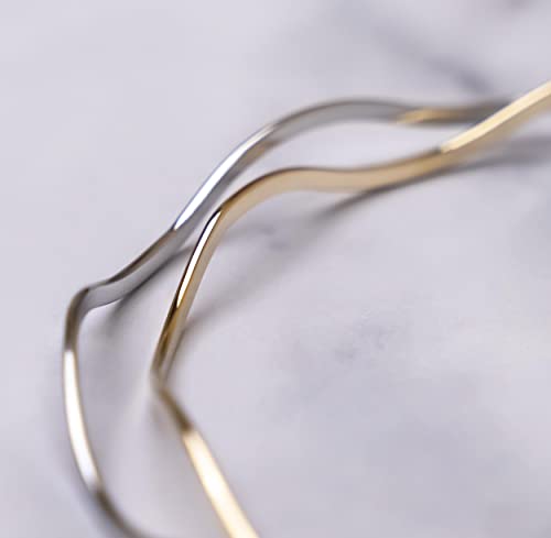 MARI + SAM Faixa de cabeça feminina de metal ondulada dourada tamanho único