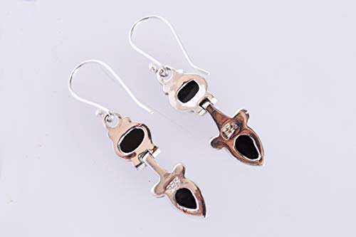 Boucles d'oreilles onyx noir pendantes légères argent anti-allergie