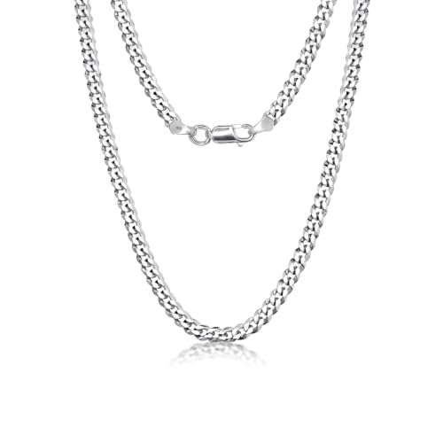 Image of LeCalla Solid 925 Sterling Silver Italian 5mm, 6mm Diamond-Cut Cuban Link Curb Chain Necklace for Men Women (16, 18, 20, 22, 24, 26 Inches)