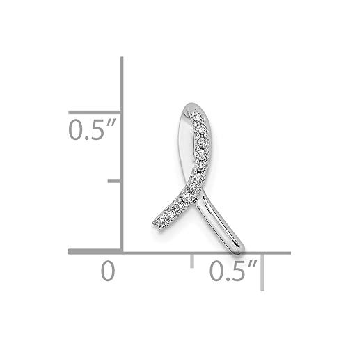 Diamond Pendant Charm 925 White Sterling Silver Breast Cancer Awareness 15 mm 8 mm Diamond 0.055ct3
