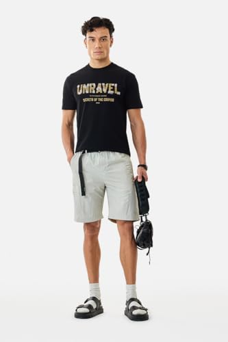 Image of SNITCH Men Casual Shorts | Regular Fit Mid Rise Solid Design | Lightweight 100% Nylon with Smooth Texture & Utility Pockets for Summer & Casual Wear