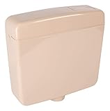 [page_title]-Calmwaters® Spülkasten Beige mit Spül-Stopp-Funktion, 6-9 Liter Spülmenge, Aufputzspülkasten WC schmal, flacher Spülkasten Elements, Aufputz-Montage, Start-Stopp-Taste, Beige-Bahmabeige, 29HB2716