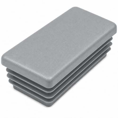 Image of (Pack of 6) Rectangular Plastic Plugs 1-3 /16 inch x 2-3 /4 inch (30 x 70 mm), Matt Tube Inserts, Fence Post Caps, Window Gray RAL 7040
