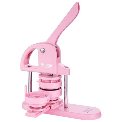 3-IN-1 Button Maker, 1/1.25/2.28 inch(25/32/58mm) Pin Maker, 300pcs Button Parts,Button Maker Machine with Panda Magic Book, Ergonomic Arc Handle Punch Press Kit, For Children DIY Gifts, Pink