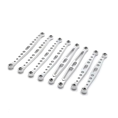 RC修理部品 For Huangbo ZP1001 ZP1002 ZP1003 ZP1004 ZP1005 ZP1008 1/10 8個 メタルシャーシ サスペンションリンクロッドタイ RCカーアップグレードパーツ(Silver)