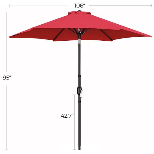 Yaheetech 9FT Outdoor Patio Umbrella, Outdoor Table Umbrella with Push Button Tilt and Crank, Yard Sun Shade, UV Protection Waterproof for Garden/Deck/Backyard/Pool, Red image 4