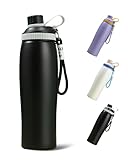 FitDA Botella al Vacío de Acero Inoxidable 18/8 – Mantiene Caliente o Fría Hasta 8 Horas, 600 ml, Ligera y Resistente, Ideal para Escuela, Oficina y Aire Libre (Negro)