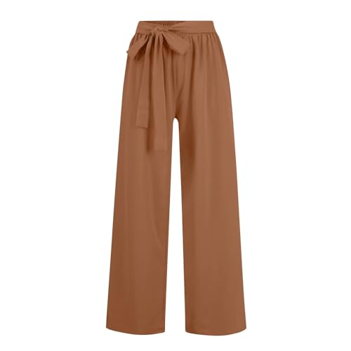 Wide Leg Dress Pants for Women Sumemr Bow Tie High Waisted Palazzo Pants Solid Work Office Trousers with Pocket 20243