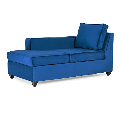 Image of Wakefit Sofa Set | 3 Year Warranty | Sofa 3 Seater, 3 Seater Sofa for Living Room, Wooden Sofa Set, 3 Seater + Left Aligned, Sofa for Living Room - Napper(Fabric-Velvet : Blue)