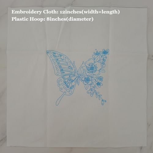 Image of Esffaci Embroidery Starter Kit for Adult Beginner with Butterfly Flower Pattern Hand Embroidery Set with Cloth Hoop Needle Threader Floss and Instruction