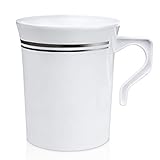 Ergonomisches Design: 7,6 cm Durchmesser oben x 6,3 cm Durchmesser unten x 8,9 cm Höhe, runde Konstruktion mit gebogenem Rand für einfaches Trinken und bequemes Trinken. Ein leicht zu greifender stabiler Griff, um die Tasse sicher zu halten, ohne sich die Hand zu verbrennen.