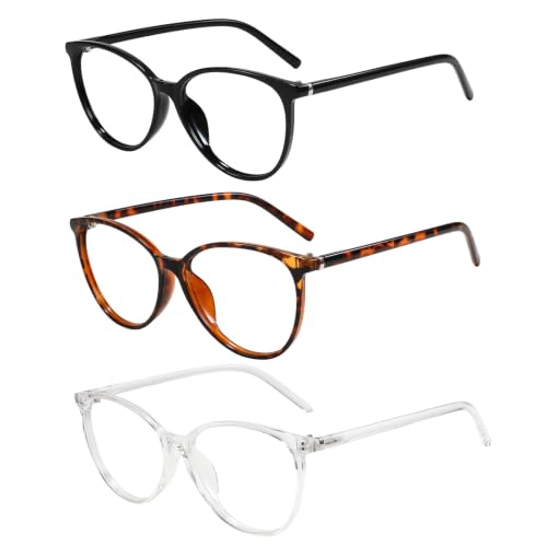 Image of Przene Blue Light Blocking Glasses for Women Men Black /Demi /Transparent | Round Cat Eye,Filter Blue Ray,Computer Gaming Glasses,Anti Eye Strain,Anti Glare,UV,Lightweight TR Frame,Watch TV,Phone