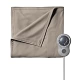 Sunbeam Royal Luxe Mushroom Heated Blanket 12-Heat Settings Auto Shut Off Twin