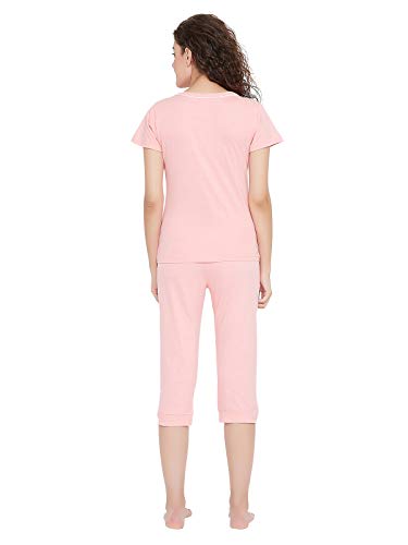 Image of Clovia Women's Cotton Quirky Text Top & Capri Set