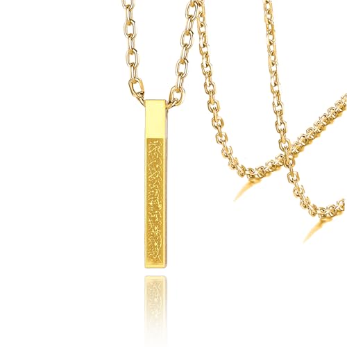 VASSAGO Collier Ayatul Kursi 3D Bar Coranique - Allah Arabe en Acier Inoxydable/Cuir Islamique Cadeau