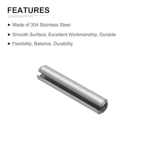 DTGN M8x40mm(DxL) Geschlitzt Feder Pin - 10Pack - Gut für Haus Maschinenverschluß - 304 Edelstahl Feder Dübel Spannung Rolle Pin - Silber