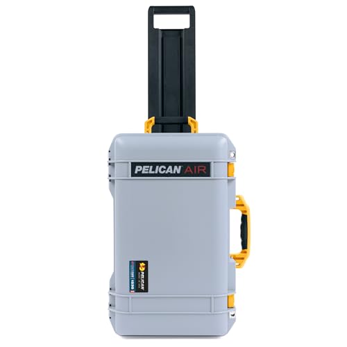 Silver Pelican Air 1535 Carry-on Case - Comes empty - Yellow Handles & Latches.