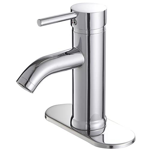 Greenspring Chrome Bathroom Faucet 1 Hole Deck Mount Solid Brass Vanity Sink Faucets Commercial Lavatory Bath Basin Tap with Cover Plate, Supply Line Greenspring Chrome Bathroom Faucet 1 Hole Deck Mount Solid Brass Vanity Sink Faucets Commercial Lavatory Bath Basin Tap with Cover Plate, Supply Line