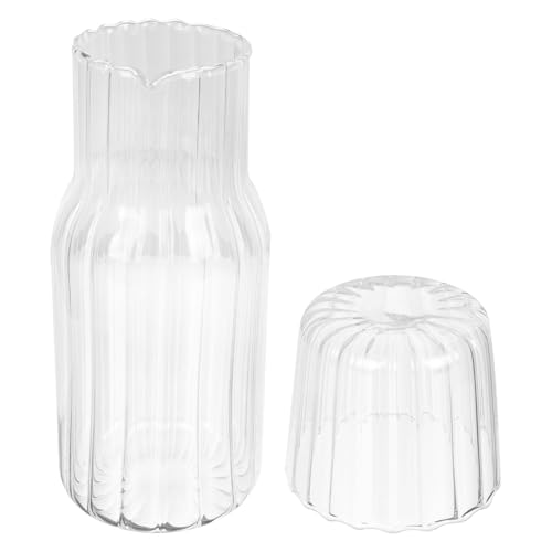 EXAOMBLE Caraffa per Acqua Fredda Bicchiere Integrato, Bollitore in Vetro Borosilicato, Adatto per Bevande Fredde e Uso Domestico