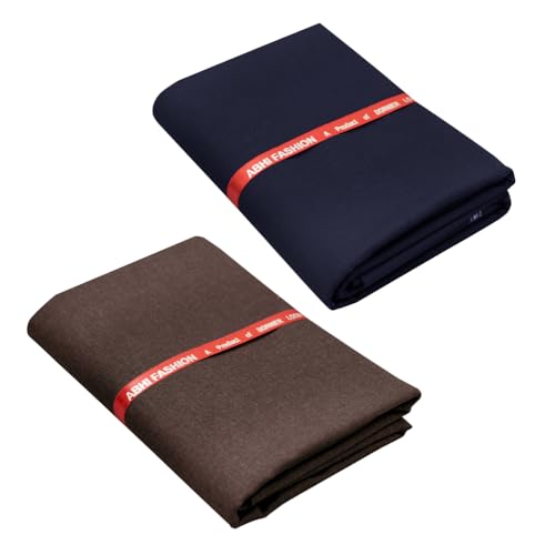 Image of Abhi Fashion Men's Cotton Feel Blend Formal Unstitched Combo Trouser Fabric For Men (Pack Of 2)