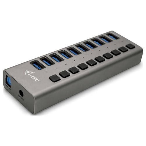 i-tec Hub USB Alimentato, Hub USB 3.0 con 10 Porte di Ricarica con Interruttore ON/off - 10 Porte USB 3.0 con Alimentatore 48W