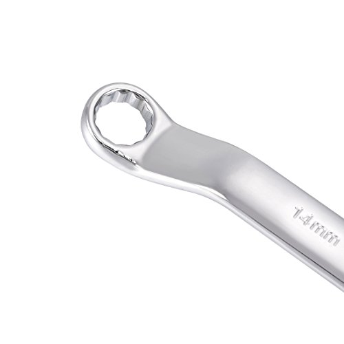 Uxcell 14Mm X 17Mm 12 Point Offset Double Box End Wrench Polished Finish, Cr-V #TOP2