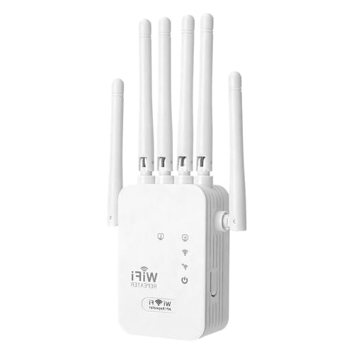 WiFi Repeater, Repetidor WiFi Largo Alcance, Amplificador Señal WiFi 300Mbps con 4 Antenas, Puerto Ethernet, Compatible con Todos los Routers WiFi